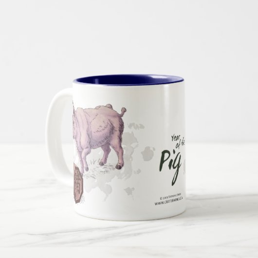豚の年（イノシシ）中国の〔占星術の〕十二宮図 ツートーンマグカップ (正面左)