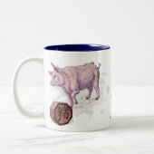 豚の年(イノシシ)中国の〔占星術の〕十二宮図 ツートーンマグカップ (左)