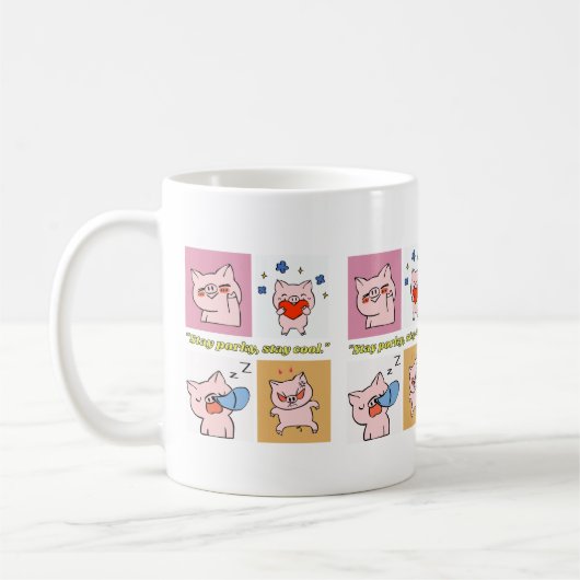 豚の引用顔 コーヒーマグカップ (左)