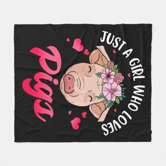 豚の恋人のための豚のギフト女性ブタのギフト豚 フリースブランケット (正面(横))