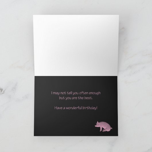 豚の恋人の誕生日 カード (内部)