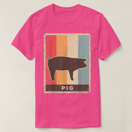 豚の恋人ヴィンテージレトロポスター動物 Tシャツ (デザイン正面)