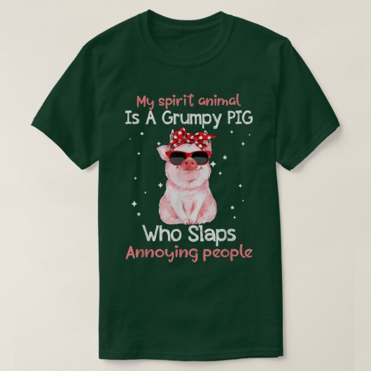 豚の愛私の精神の動物は不機嫌な豚おもしろい Tシャツ (デザイン正面)