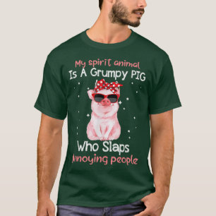 豚の愛私の精神の動物は不機嫌な豚おもしろい Tシャツ