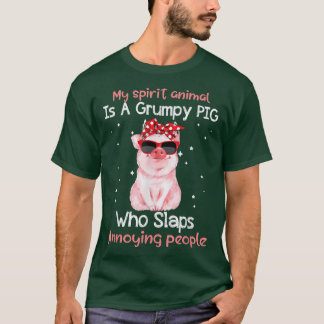 豚の愛私の精神の動物は不機嫌な豚おもしろい Tシャツ