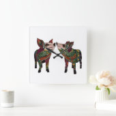 豚の愛 スクエア壁時計 (ホーム)