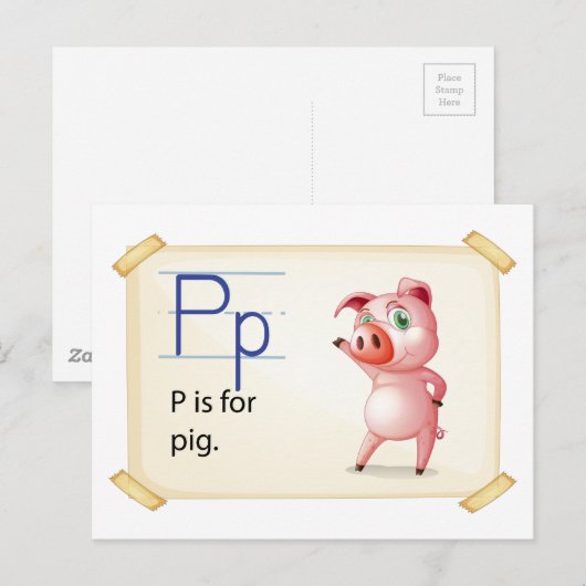 豚の手紙P ポストカード (正面/裏面)