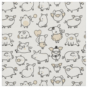 豚の模様 かわいいブタの紙 ファブリック