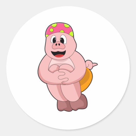 豚の水飛び ラウンドシール (正面)