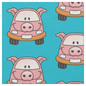 豚の漫画の車のパターン ファブリック (クローズアップ)