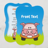 豚の漫画の車 招待状 (正面/裏面)