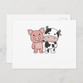 豚の牛の子豚かわいい家畜 ポストカード (正面/裏面)