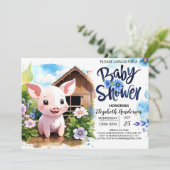 豚の田舎素朴農園の赤ちゃんシャワー 招待状 (スタンド正面)