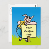 豚の看板 ポストカード (正面/裏面)