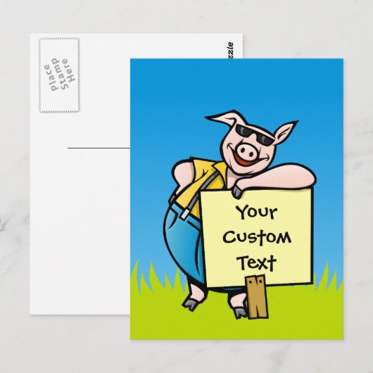 豚の看板 ポストカード (正面/裏面)