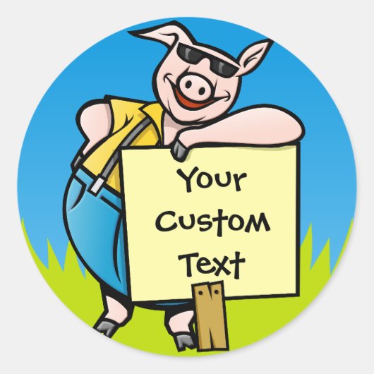 豚の看板 ラウンドシール (正面)