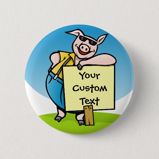 豚の看板 缶バッジ (正面)