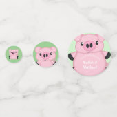 豚の緑の赤ちゃんシャワー コンフェッティ (正面)