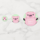 豚の緑の赤ちゃんシャワー コンフェッティ (裏面)