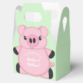豚の緑の赤ちゃんシャワー フェイバーボックス (オープン)