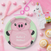 豚の緑の赤ちゃんシャワー ペーパープレート (パーティー)