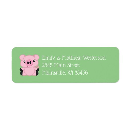 豚の緑の赤ちゃんシャワー ラベル (正面)