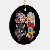 豚の羊の牛のチキンキッズ幼児おもしろいファームSqu セラミックオーナメント (右)