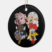 豚の羊の牛のチキンキッズ幼児おもしろいファームSqu セラミックオーナメント (左)