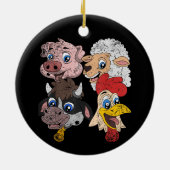 豚の羊の牛のチキンキッズ幼児おもしろいファームSqu セラミックオーナメント (裏面)