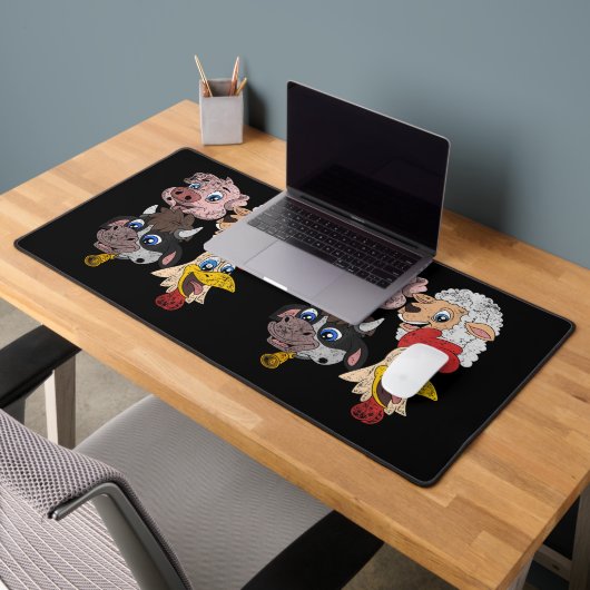 豚の羊の牛のチキンキッズ幼児おもしろいファームSqu デスクマット (オフィス2)