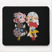 豚の羊の牛のチキンキッズ幼児おもしろいファームSqu マウスパッド (正面)