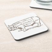 豚の肉切りグラフ(3) コースター (左側)