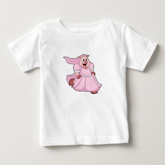 豚の花嫁　ウェディングドレスを着る ベビーTシャツ (正面)