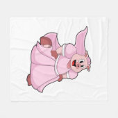 豚の花嫁 ウェディングドレス姿 フリースブランケット (正面(横))