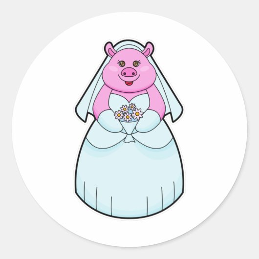 豚の花嫁 - ベール付き ラウンドシール (正面)