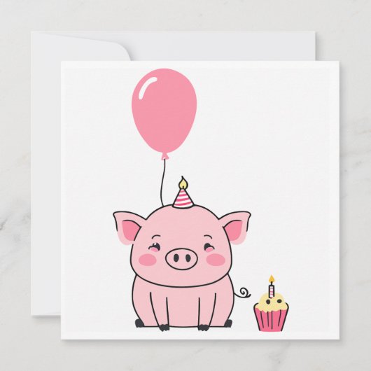 豚の誕生日カード カード (正面)