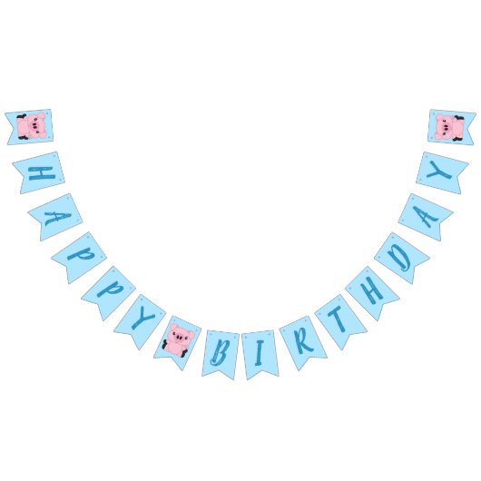 豚の誕生日パーティー バンティングフラッグ (全)
