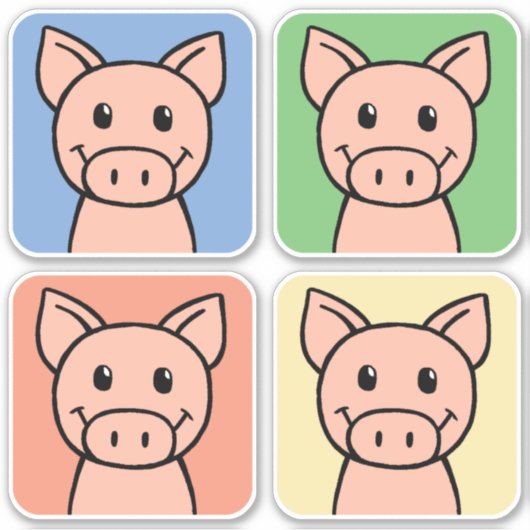 豚の豚を笑う漫画クリップアート！ シール (正面)