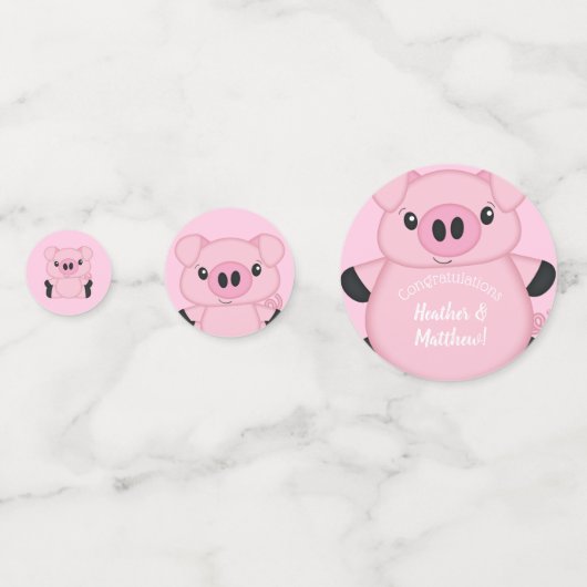 豚の赤ちゃんシャワーファームピンクガール コンフェッティ (裏面)