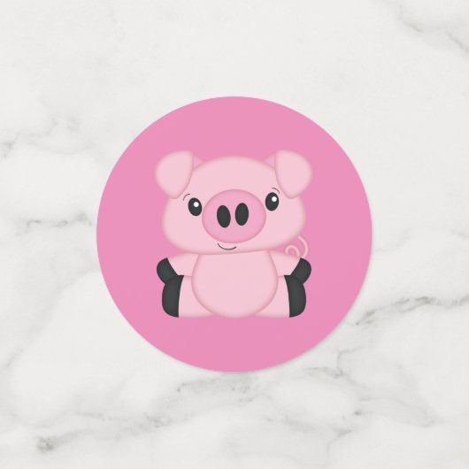 豚の赤ちゃんシャワーファームピンクガール コンフェッティ (スモール正面)