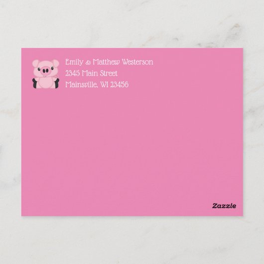 豚の赤ちゃんシャワーファームピンクガール ポストカード (裏面)