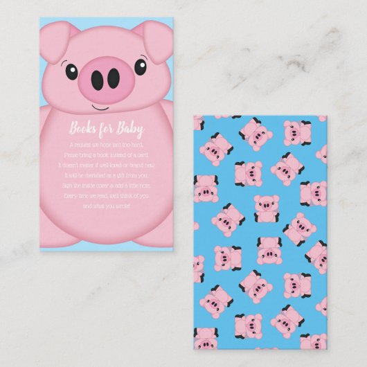 豚の赤ちゃんシャワーファームブルーボーイ エンクロージャーカード (正面/裏面)
