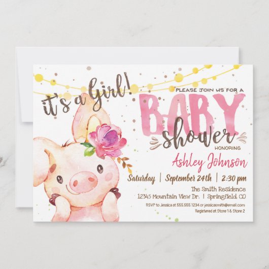 豚の赤ちゃんシャワー招待,ガールファーム 招待状 (正面)