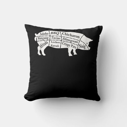 豚の部品食BBQフィリピン人アドボ好きの贈り物 クッション (正面)