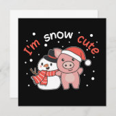 豚の雪だるま君 雪キュートな雪パンの招待 招待状 (正面/裏面)