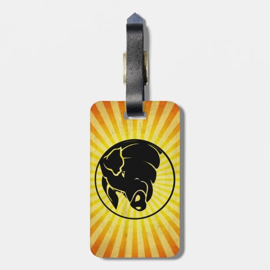 豚の頭；黄色 ラゲッジタグ (裏面縦)