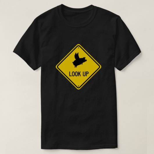 豚の飛んでいるサインアップ Tシャツ (デザイン正面)