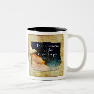 豚の飛んでいるマグ ツートーンマグカップ