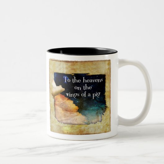 豚の飛んでいるマグ ツートーンマグカップ (右)
