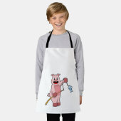 豚の魚釣りと魚釣りロッド&魚 エプロン (着用した状態)